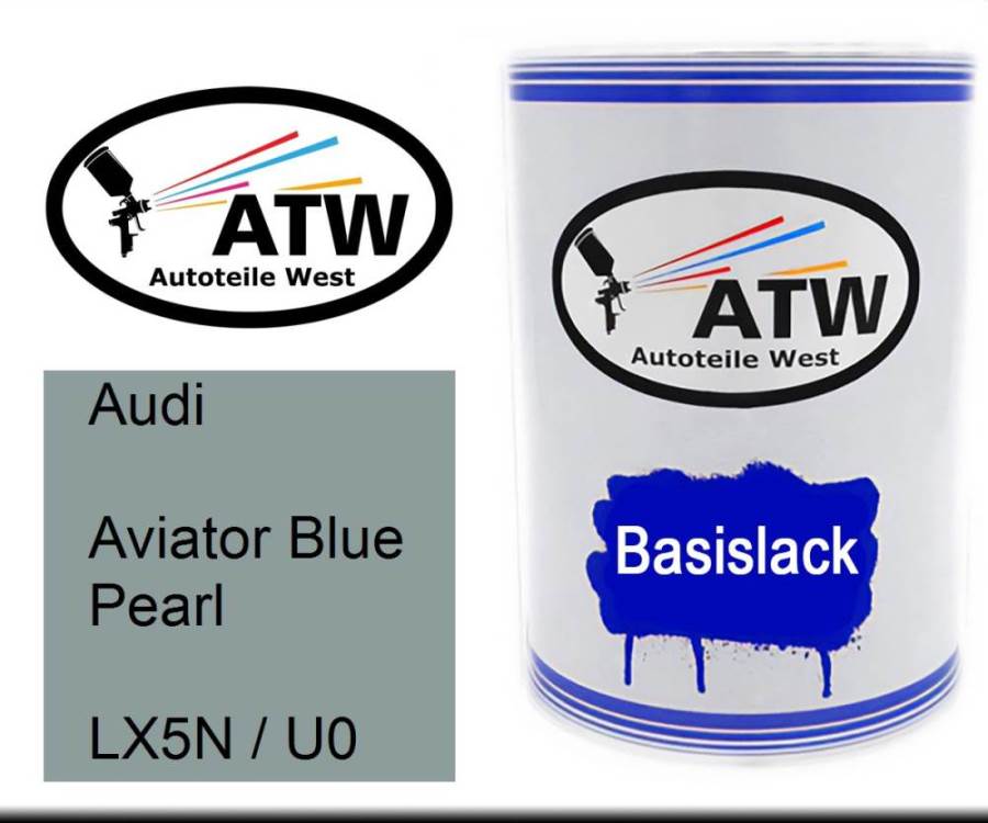 Audi, Aviator Blue Pearl, LX5N / U0: 500ml Lackdose, von ATW Autoteile West.